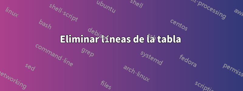 Eliminar líneas de la tabla