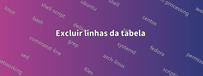 Excluir linhas da tabela