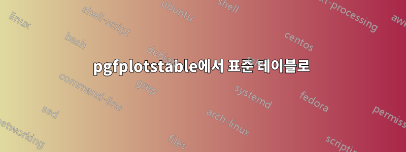 pgfplotstable에서 표준 테이블로
