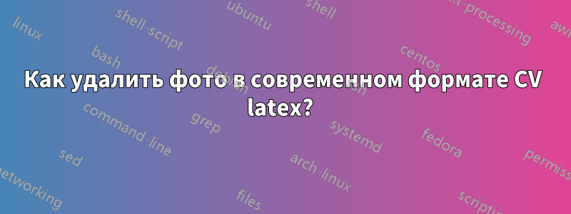 Как удалить фото в современном формате CV latex? 