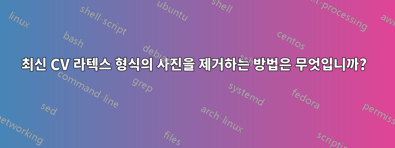최신 CV 라텍스 형식의 사진을 제거하는 방법은 무엇입니까? 