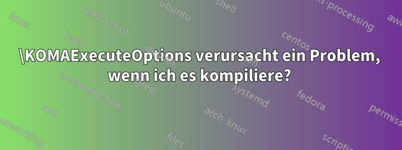 \KOMAExecuteOptions verursacht ein Problem, wenn ich es kompiliere?