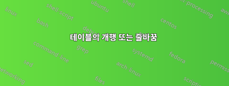 테이블의 개행 또는 줄바꿈