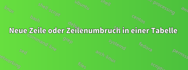 Neue Zeile oder Zeilenumbruch in einer Tabelle