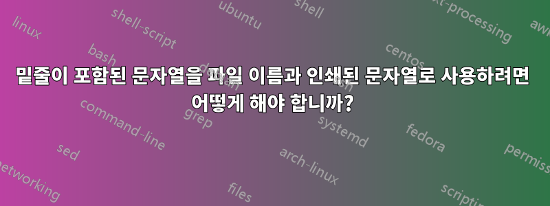 밑줄이 포함된 문자열을 파일 이름과 인쇄된 문자열로 사용하려면 어떻게 해야 합니까?