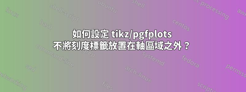 如何設定 tikz/pgfplots 不將刻度標籤放置在軸區域之外？