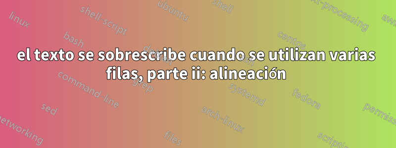 el texto se sobrescribe cuando se utilizan varias filas, parte ii: alineación