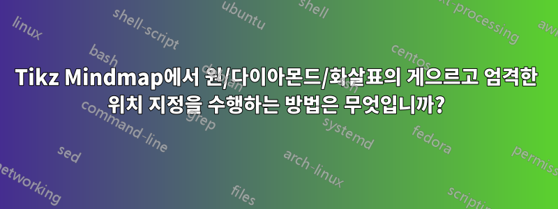 Tikz Mindmap에서 원/다이아몬드/화살표의 게으르고 엄격한 위치 지정을 수행하는 방법은 무엇입니까?