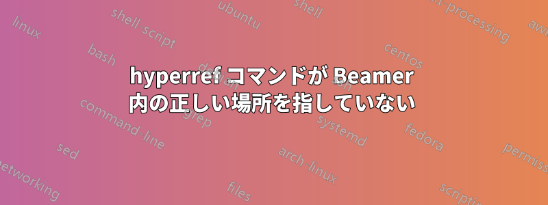 hyperref コマンドが Beamer 内の正しい場所を指していない