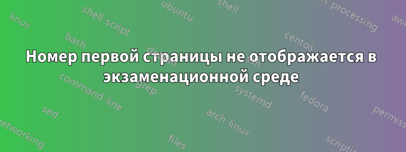 Номер первой страницы не отображается в экзаменационной среде