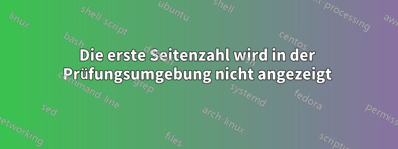 Die erste Seitenzahl wird in der Prüfungsumgebung nicht angezeigt