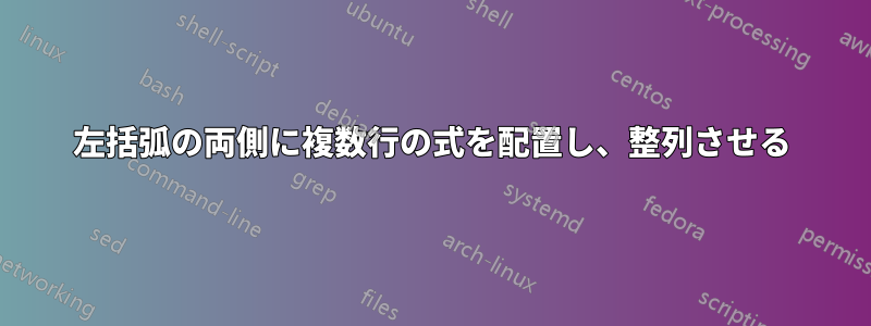 左括弧の両側に複数行の式を配置し、整列させる