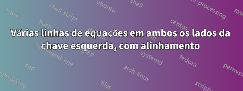 Várias linhas de equações em ambos os lados da chave esquerda, com alinhamento