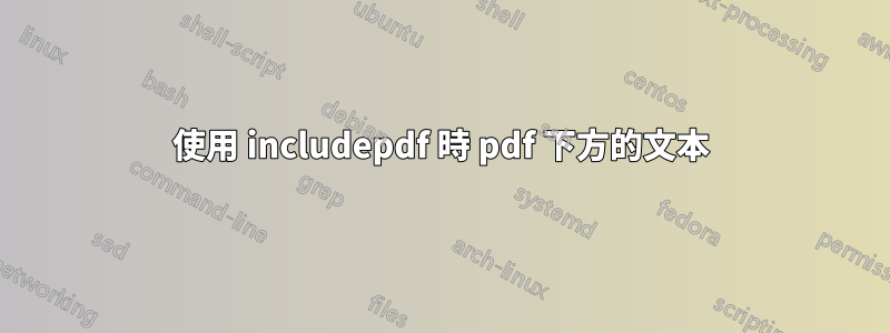 使用 includepdf 時 pdf 下方的文本