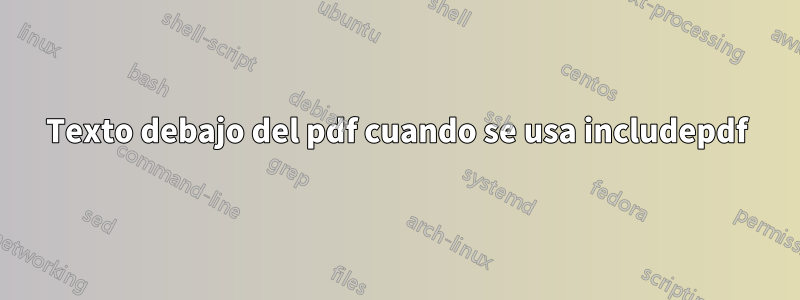 Texto debajo del pdf cuando se usa includepdf