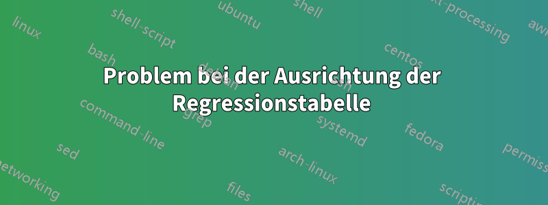 Problem bei der Ausrichtung der Regressionstabelle