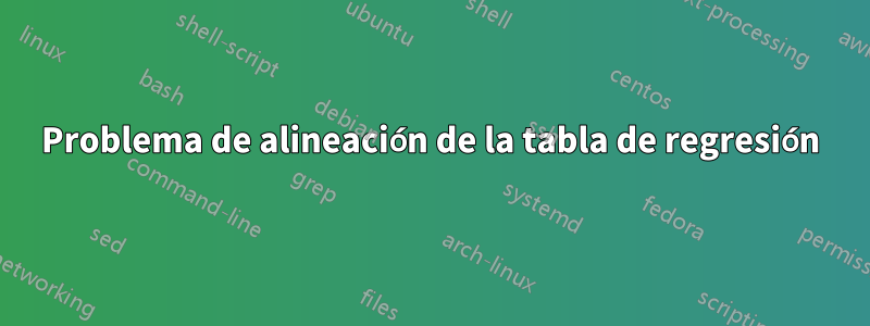 Problema de alineación de la tabla de regresión