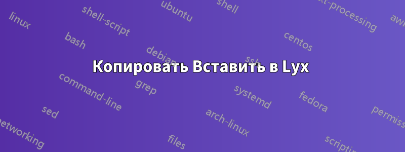 Копировать Вставить в Lyx