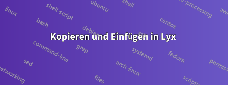 Kopieren und Einfügen in Lyx