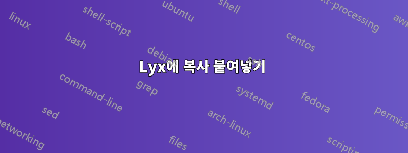 Lyx에 복사 붙여넣기