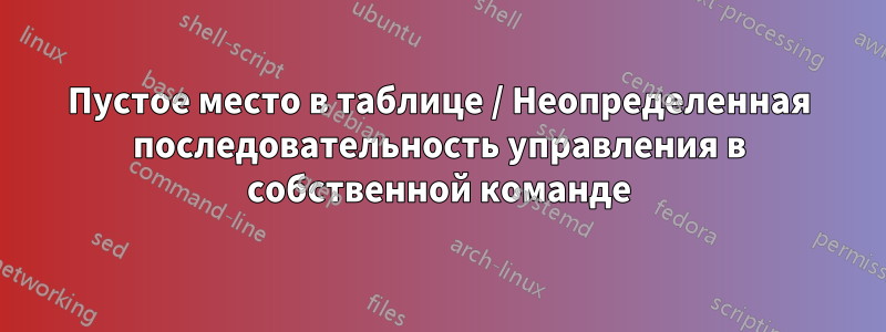 Пустое место в таблице / Неопределенная последовательность управления в собственной команде