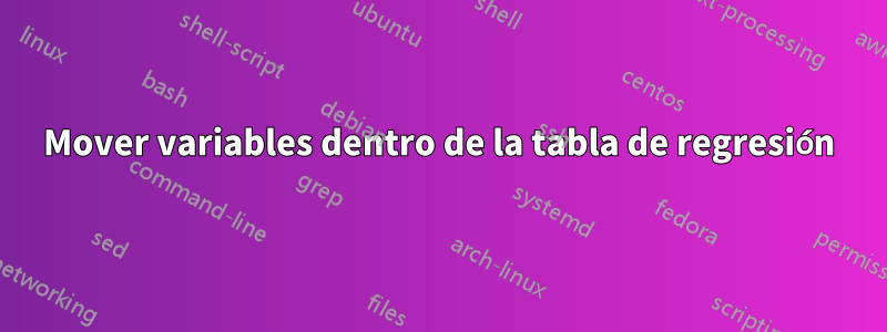 Mover variables dentro de la tabla de regresión