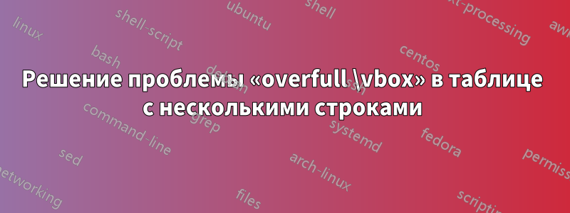 Решение проблемы «overfull \vbox» в таблице с несколькими строками