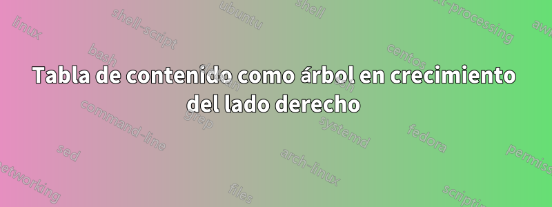 Tabla de contenido como árbol en crecimiento del lado derecho