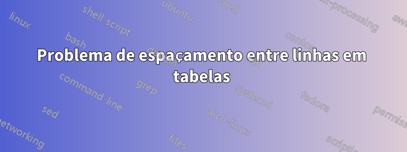 Problema de espaçamento entre linhas em tabelas