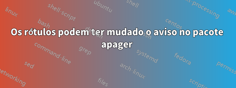 Os rótulos podem ter mudado o aviso no pacote apager