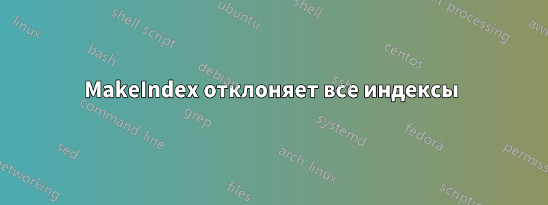 MakeIndex отклоняет все индексы