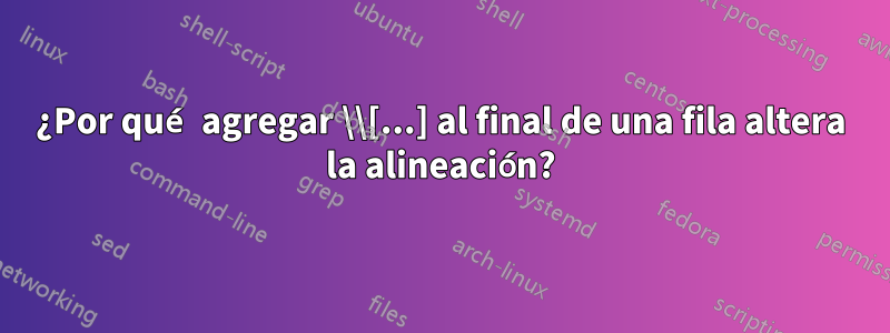 ¿Por qué agregar \\[...] al final de una fila altera la alineación?