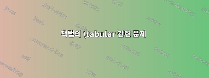 책탭의 \tabular 관련 문제