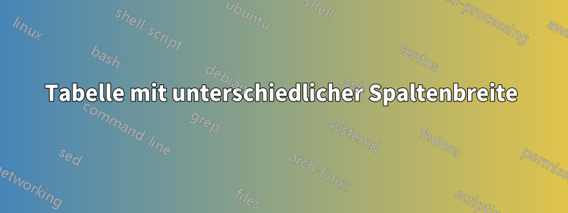 Tabelle mit unterschiedlicher Spaltenbreite