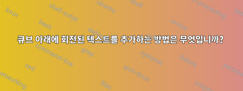 큐브 아래에 회전된 텍스트를 추가하는 방법은 무엇입니까?