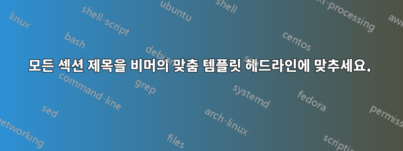 모든 섹션 제목을 비머의 맞춤 템플릿 헤드라인에 맞추세요.