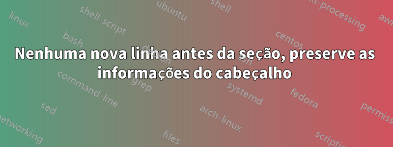 Nenhuma nova linha antes da seção, preserve as informações do cabeçalho