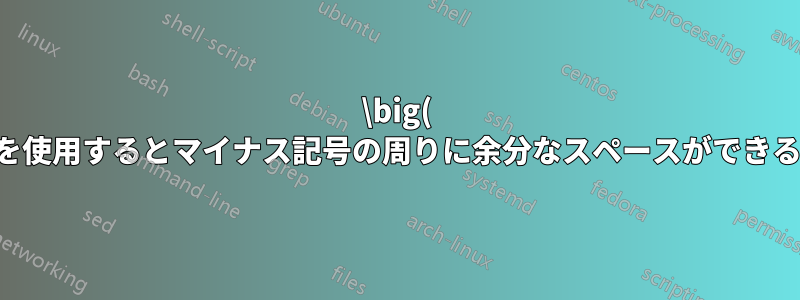 \big( を使用するとマイナス記号の周りに余分なスペースができる