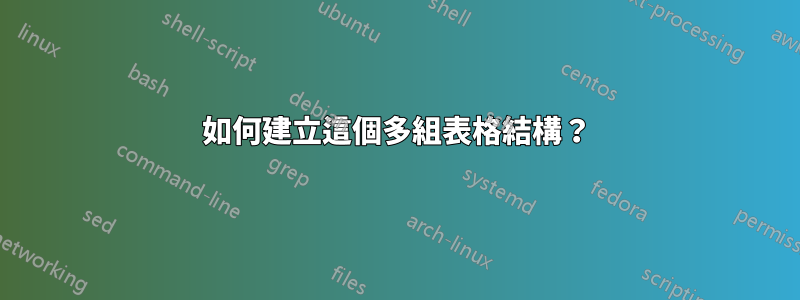 如何建立這個多組表格結構？