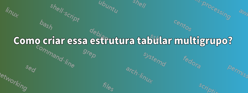 Como criar essa estrutura tabular multigrupo?