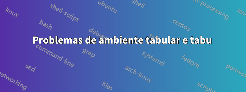 Problemas de ambiente tabular e tabu