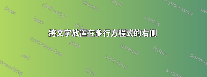 將文字放置在多行方程式的右側