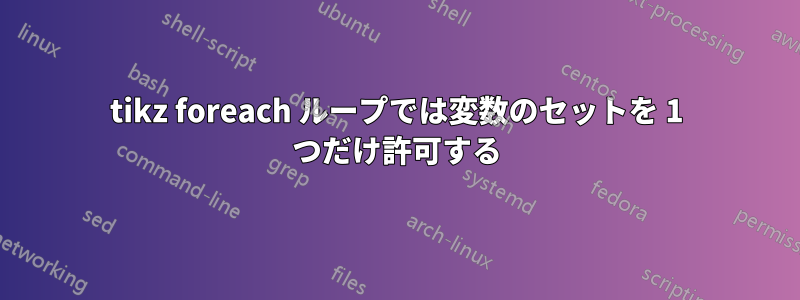 tikz foreach ループでは変数のセットを 1 つだけ許可する