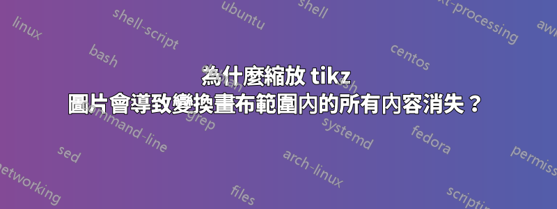 為什麼縮放 tikz 圖片會導致變換畫布範圍內的所有內容消失？