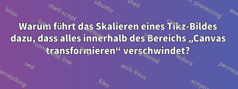 Warum führt das Skalieren eines Tikz-Bildes dazu, dass alles innerhalb des Bereichs „Canvas transformieren“ verschwindet?