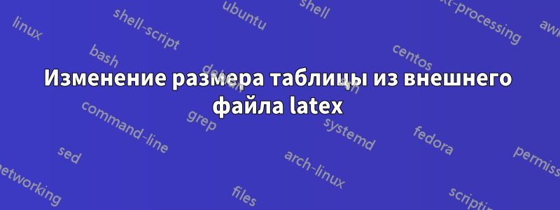 Изменение размера таблицы из внешнего файла latex