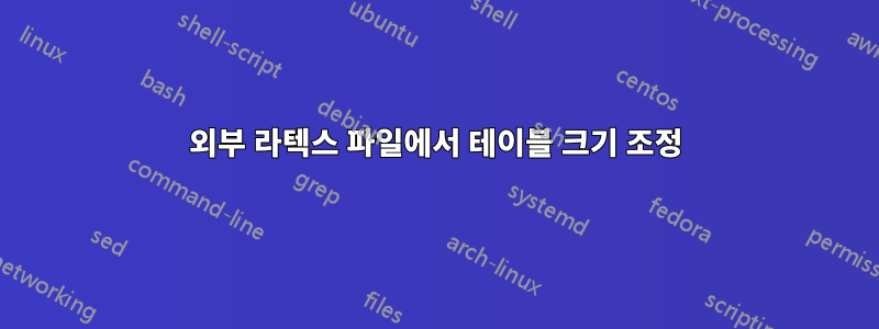 외부 라텍스 파일에서 테이블 크기 조정