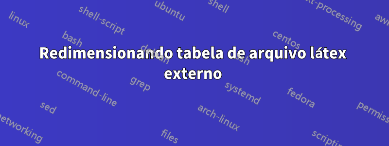 Redimensionando tabela de arquivo látex externo