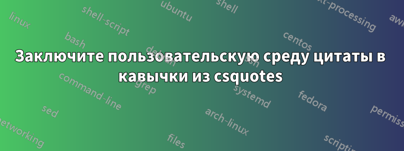 Заключите пользовательскую среду цитаты в кавычки из csquotes