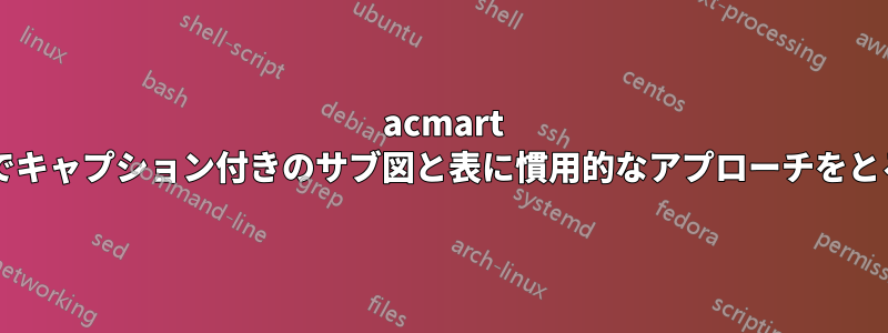 2017 acmart クラスでキャプション付きのサブ図と表に慣用的なアプローチをとるには?